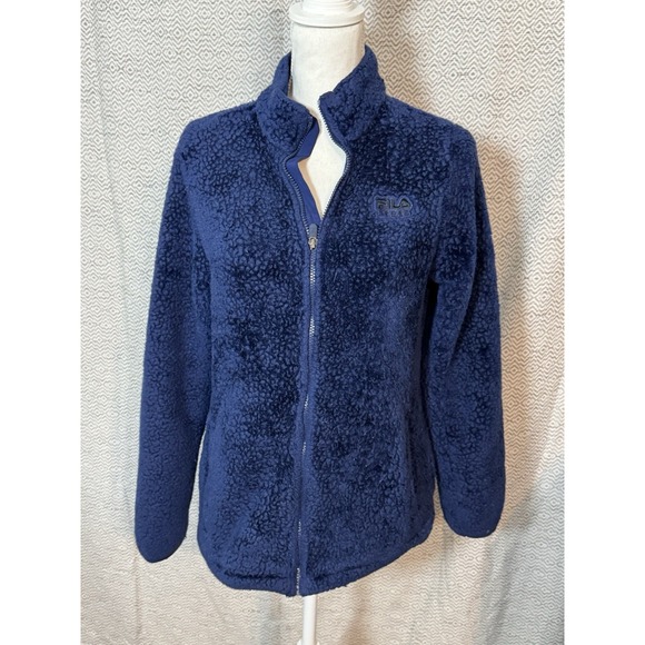 Fila Jackets & Blazers - FILA Sports Blue Fleece Super Fluffy Zip Up Jacket Soft Comfy Large